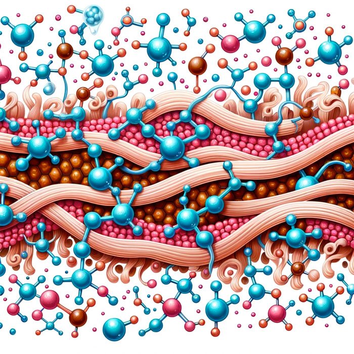 Illustration of melanin molecules, visually representing their role in hair pigmentation