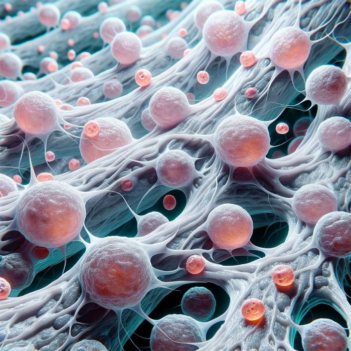 Realistic photo capturing melanocyte stem cells under high magnification